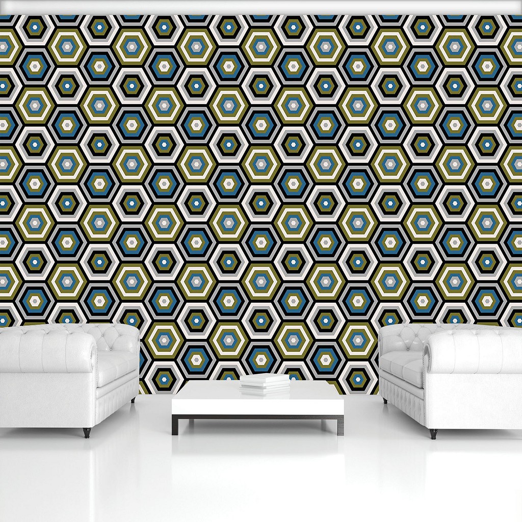 Фотошпалери абстракція в інтер'єрі 368x254 см Шестикутник (11138P8)+клей