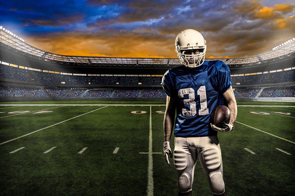 Флизелиновые фотообои в гостиную 416x254 см Футболист на стадионе (1113VEXXXL)+клей