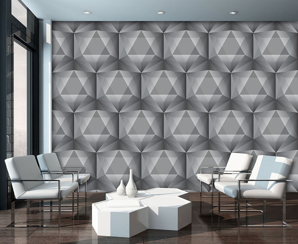 Флизелиновые фотообои фото 312x219 см Мозаика темная геометрия (11206VEXXL) +клей