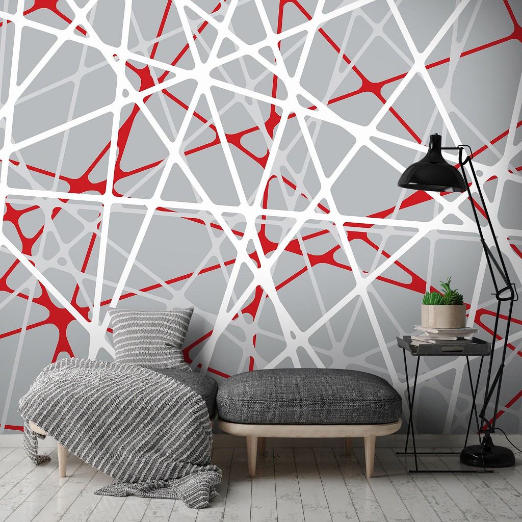 Современные флизелиновые фотообои на стену 416x254 см Геометрические линии в треугольниках (11228VEXXXL) +клей