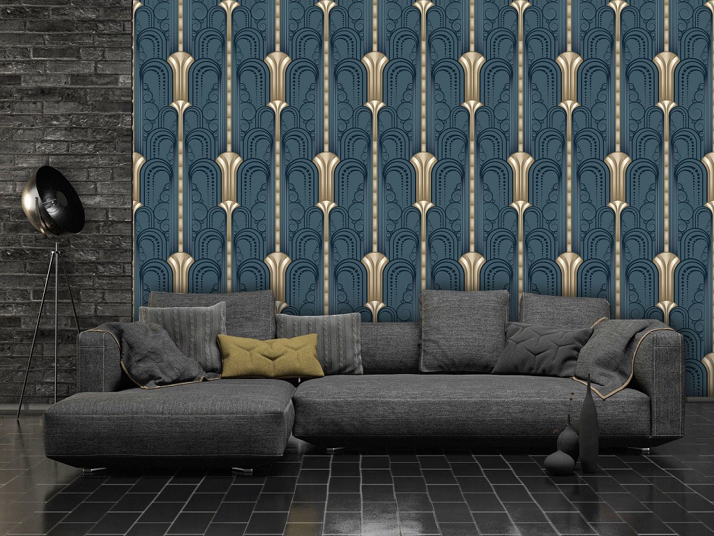 Флизелиновые фотообои для зала 416x254 см Абстракция темные узоры в линиях (11277VEXXXL) +клей