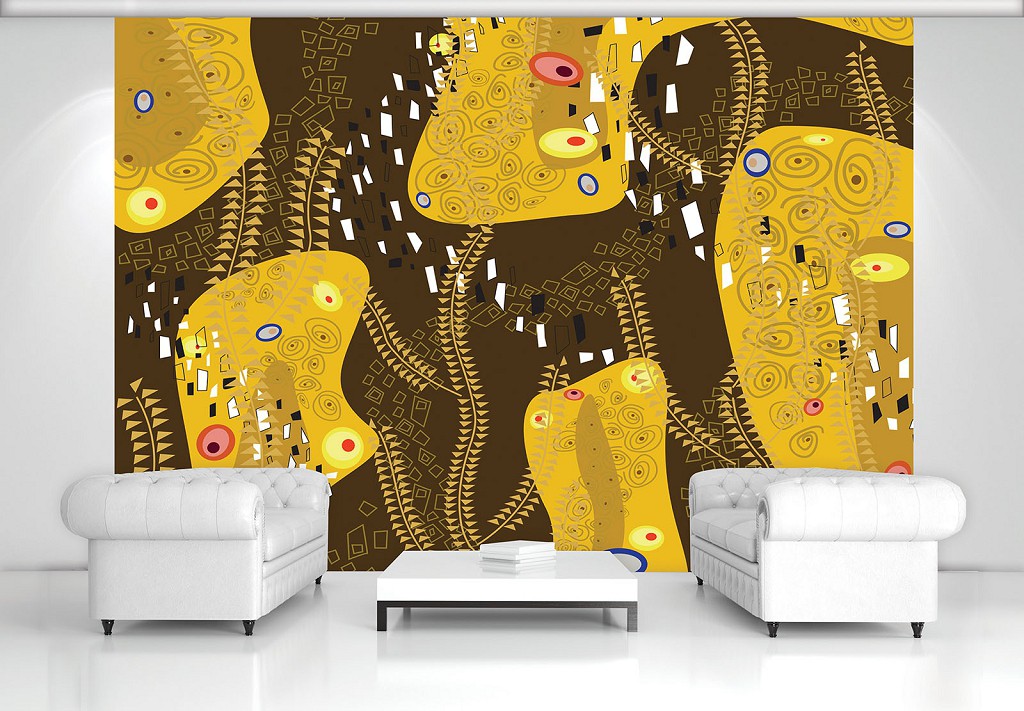 Мистецтво флізелінові фотошпалери на стіні 460x300 см Відтінки золота в абстракції візерунки (11368V12) +клей