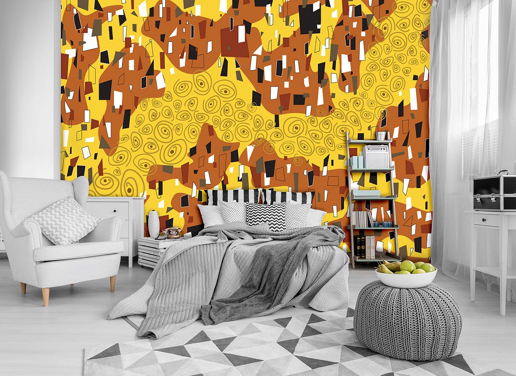 Флізелінові фотошпалери для кухні мистецтво 460x300 см Візерунки та геометрія в абстракції золота (11369V12) +клей