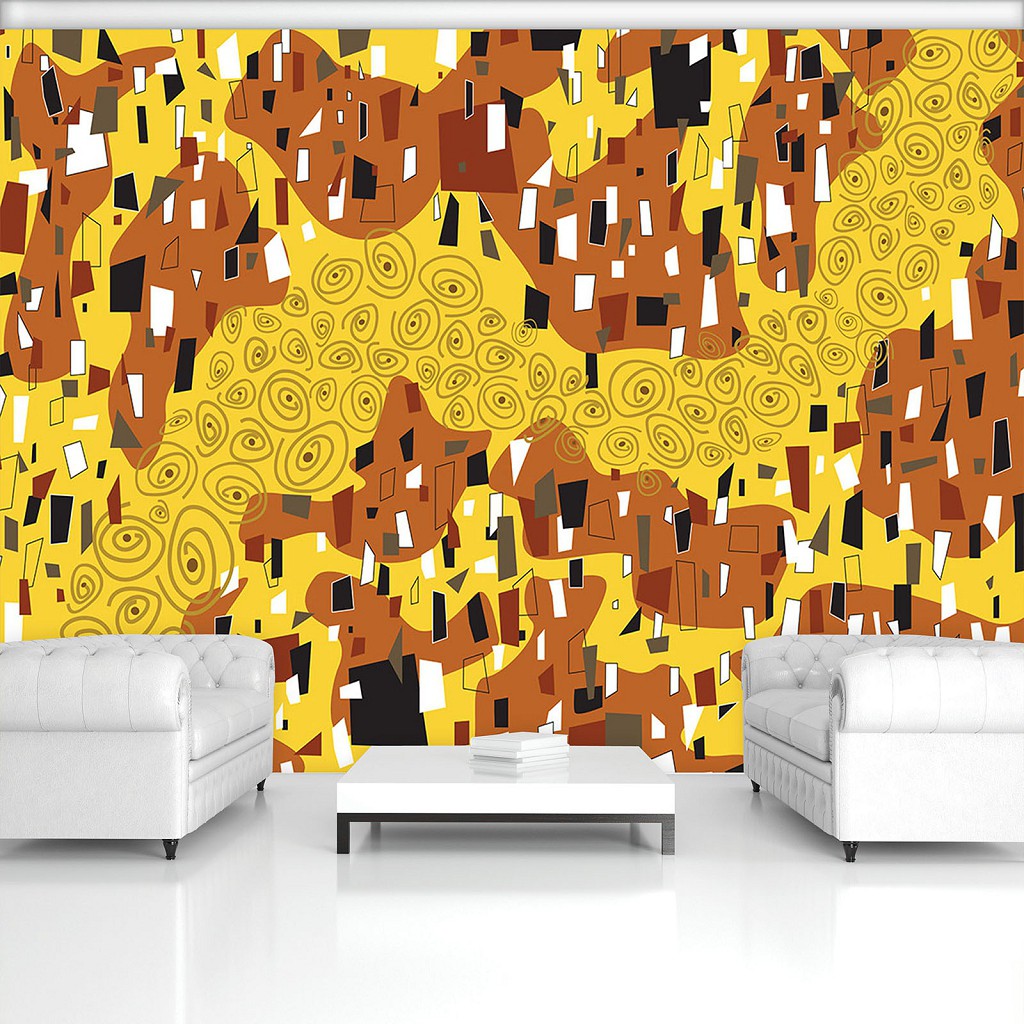 Флізелінові фотошпалери для зали мистецтво 312x219 см Візерунки та геометрія в абстракції золота (11369VEXXL) +клей