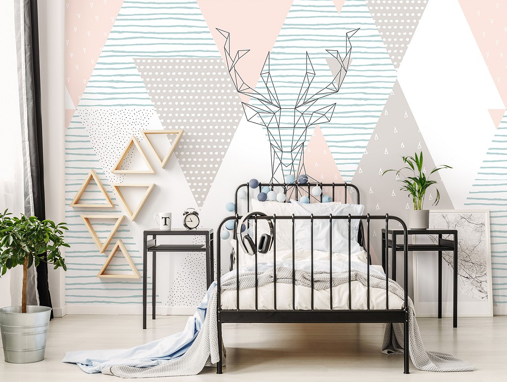 Флизелиновые фотообои диких животных 416x254 см Олень в геометрии на ромбическом фоне (11399VEXXXL) +клей