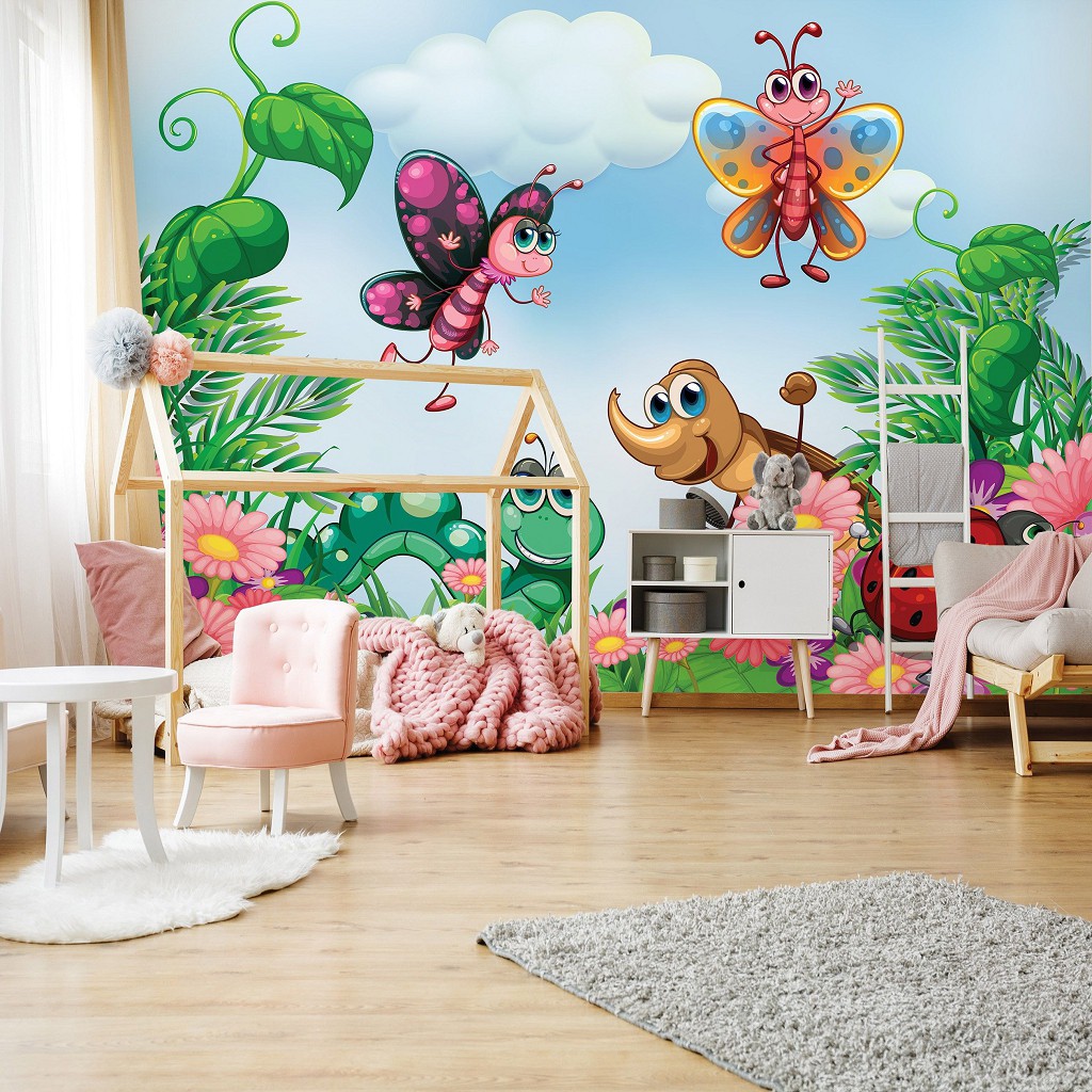 Флізелінові дитячі фото шпалери з метеликами Світ комах (11409V)+клей