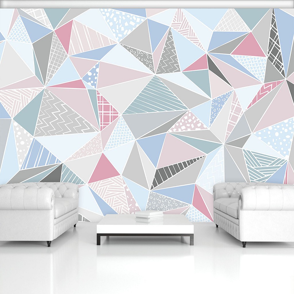 Флізелінові фотошпалери фото 416x254 см Абстракція різнокольорові трикутники (11458VEXXXL) +клей