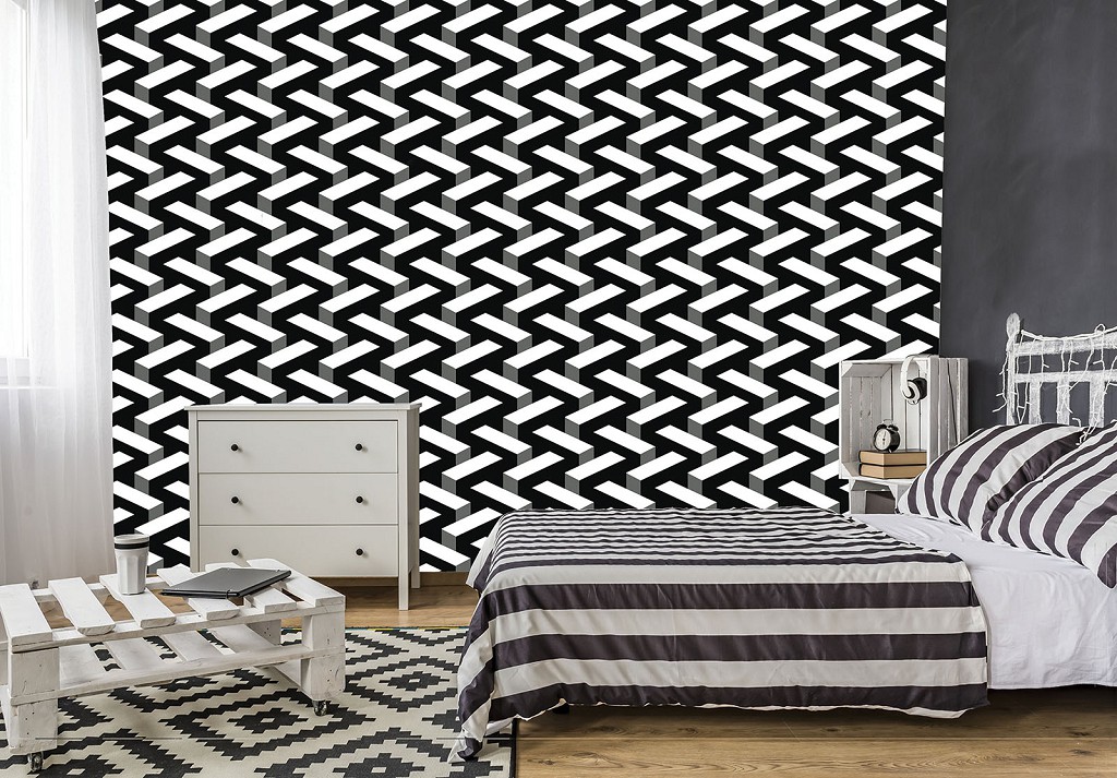 Зд флизелиновые фотообои 460x300 см Черно-белая абстракция в виде мозаики (11460V12) +клей