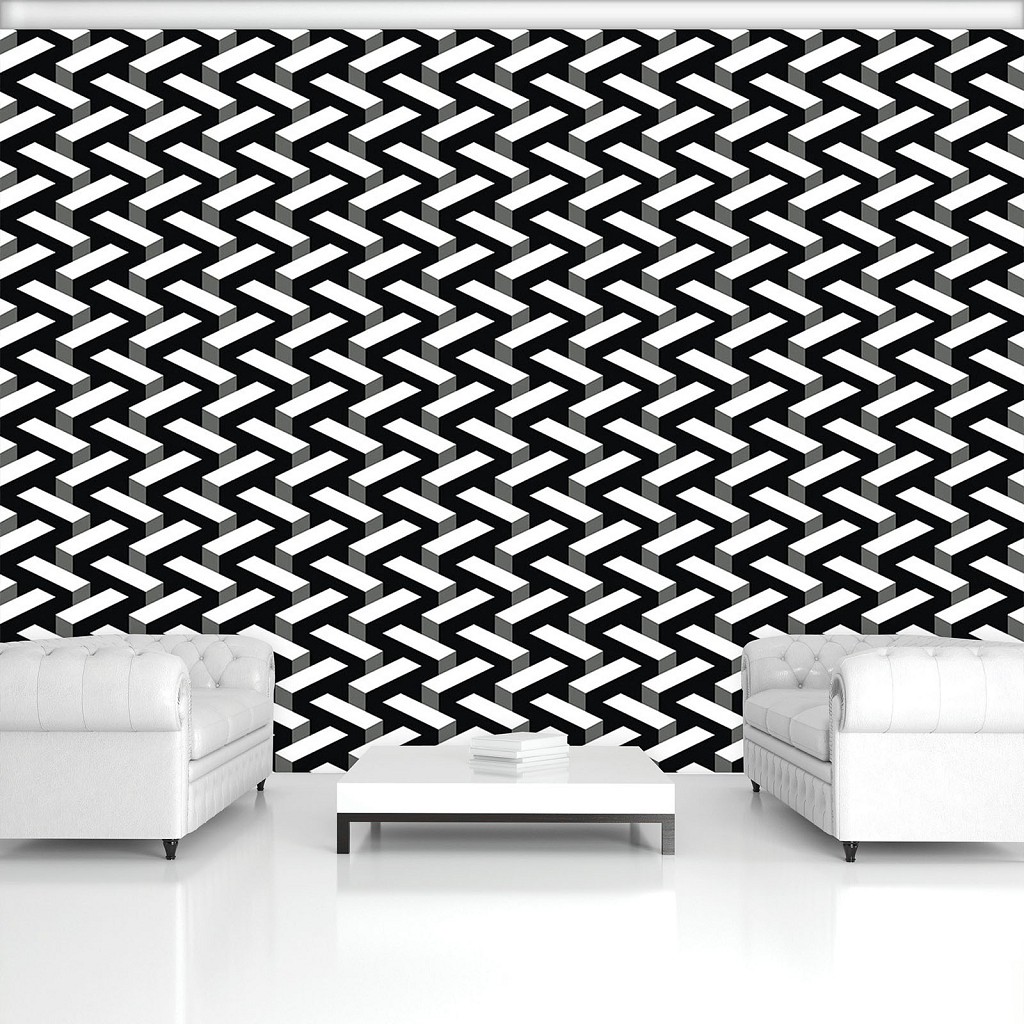 Флизелиновые фотообои 3д 520x318 см Черно-белая абстракция в виде мозаики (11460VEXXXXXL) +клей