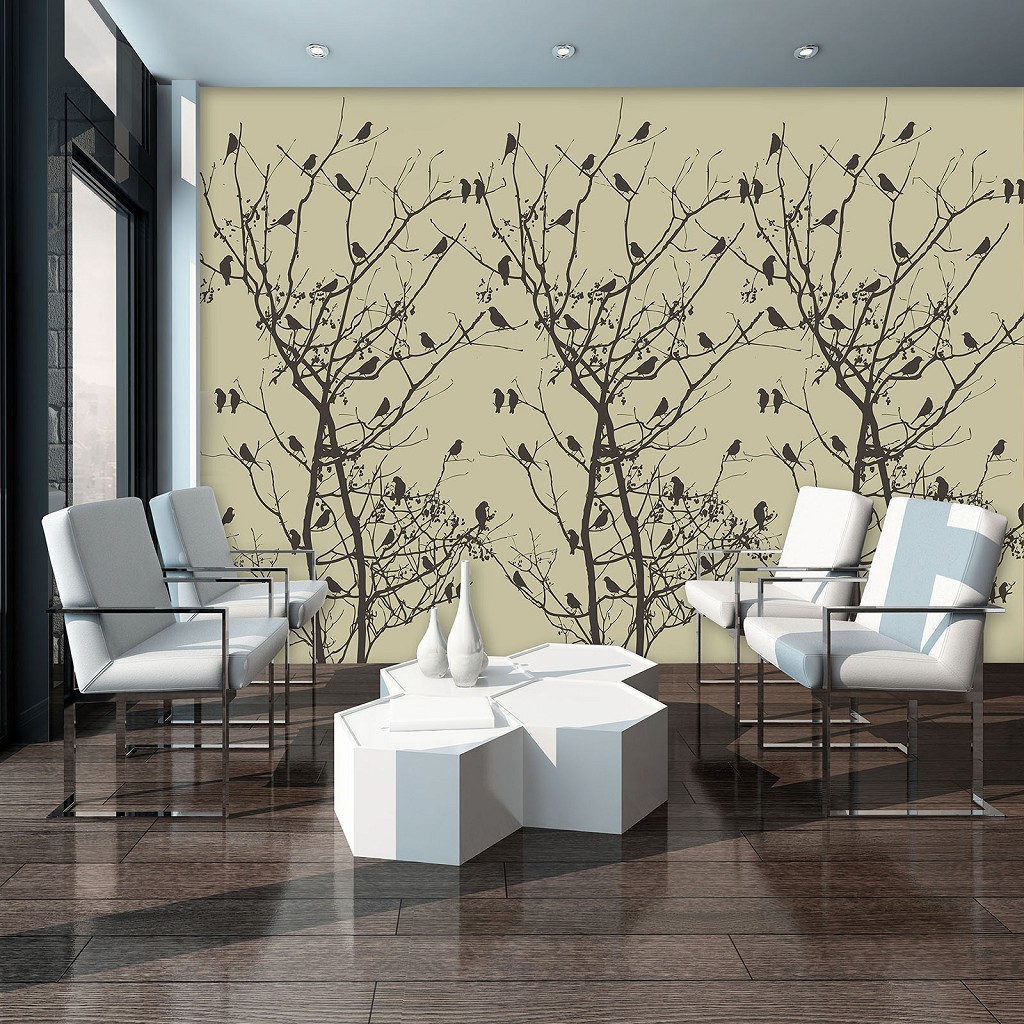 Флізелінові фотошпалери природа Дерево та птахи (11466V)+клей