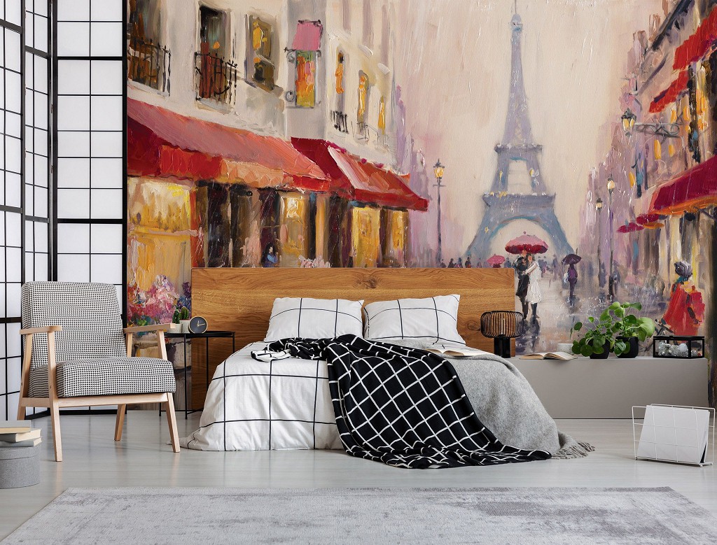 Флизелиновые фотообои 368x254 см Арт город Париж (11512V8)+клей