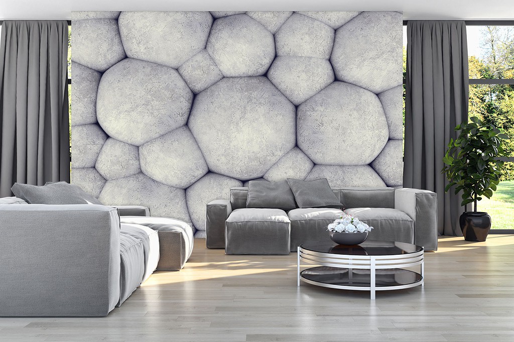 Флизелиновые фотообои 3Д Большие серые камни (11515V)+клей
