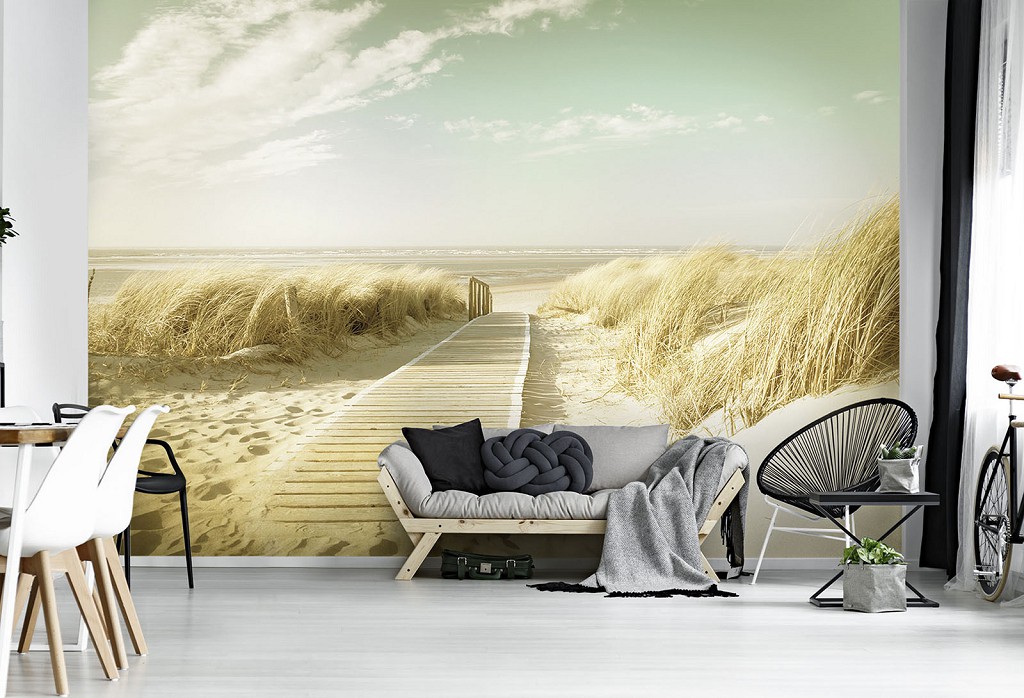 Флизелиновые фото обои лазурный берег 254x184 см 3D Светлая дорога на пляж (11600V4)+клей