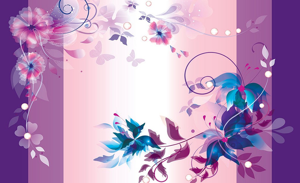 Над кроватью флизелиновые фотообои в спальню 416x254 см Фиолетовый цветочный мотив (1163VEXXXL)+клей