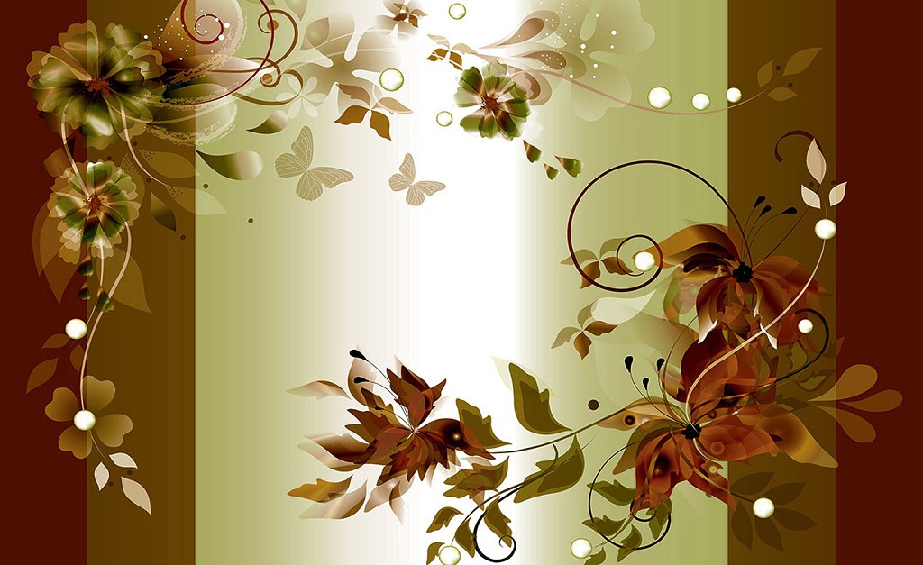 Зал флизелиновые фотообои 416x254 см Коричневый цветочный мотив (1166VEXXXL)+клей