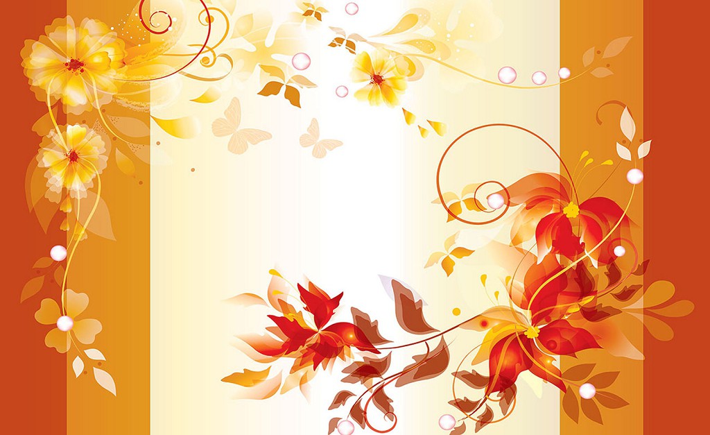 Флизелиновые фотообои для зала 312x219 см Оранжевый цветочный мотив (1167VEXXL)+клей