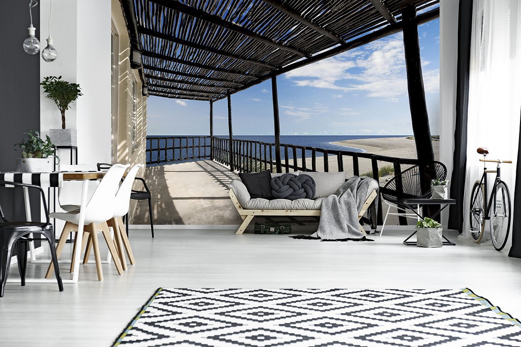 Флізелінові 3D фотошпалери фото природи 312x219 см Вид на пляж (11701VEXXL)+клей