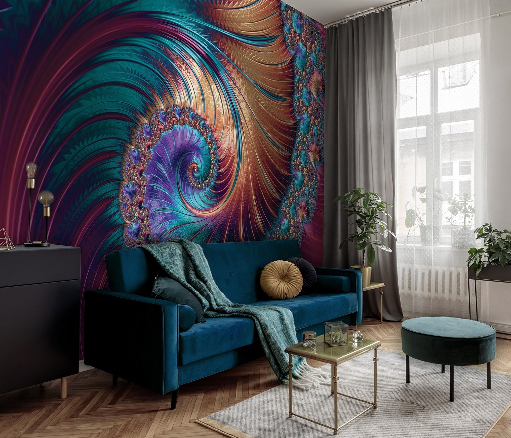 Флизелиновые фотообои 312x219 см Закрученная разноцветная абстракция (11706VEXXL) +клей