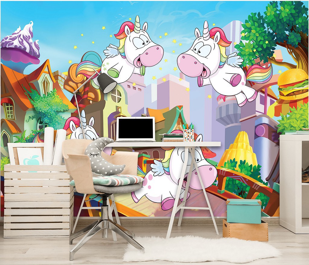 Флизелиновые фото обои животных 254x184 см Единороги (11708V4)+клей