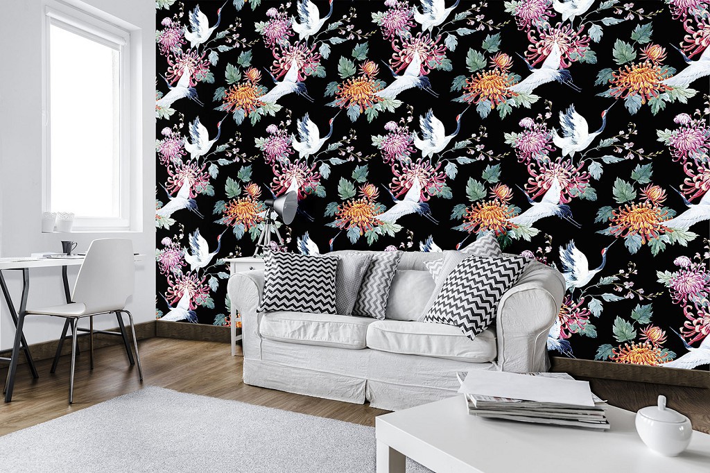 Флізелінові фотошпалери в стилі модерн 416x254 см Журавлі (11730VEXXXL)+клей