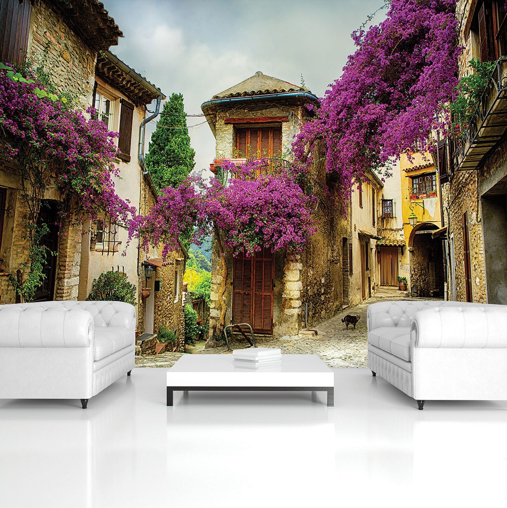 Флізелінові 3D фотошпалери в інтер'єрі 368 x 254 см Тиха вуличка в Італії (11755V8)+клей