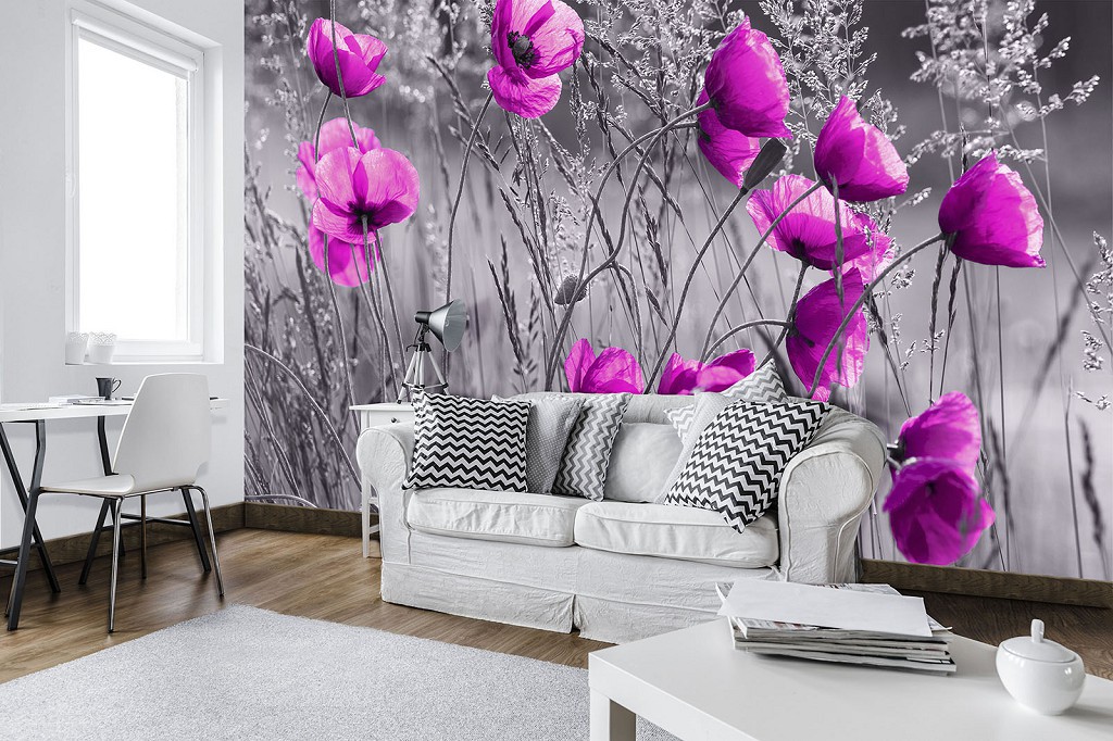 Флизелиновые фото обои цветы 254x184 см Маки (11764V4)+клей