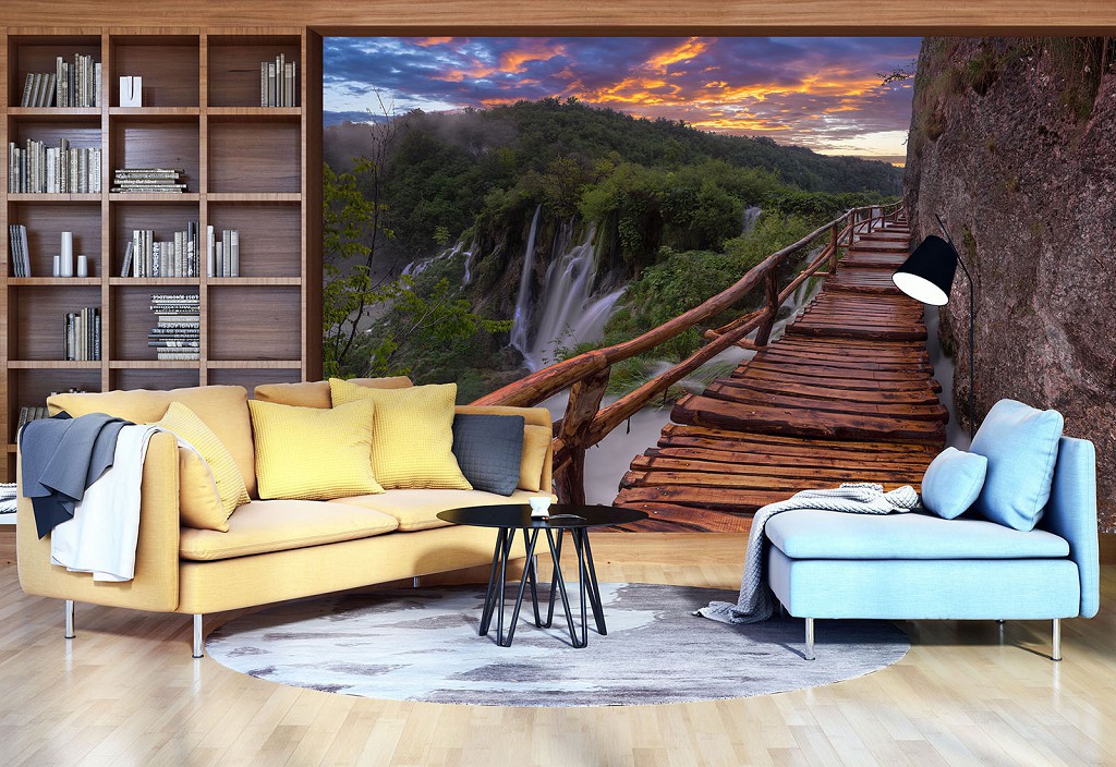 Флізелінові 3 д фото шпалери природа 416x254 см Міст через прірву (11765VEXXXL)+клей