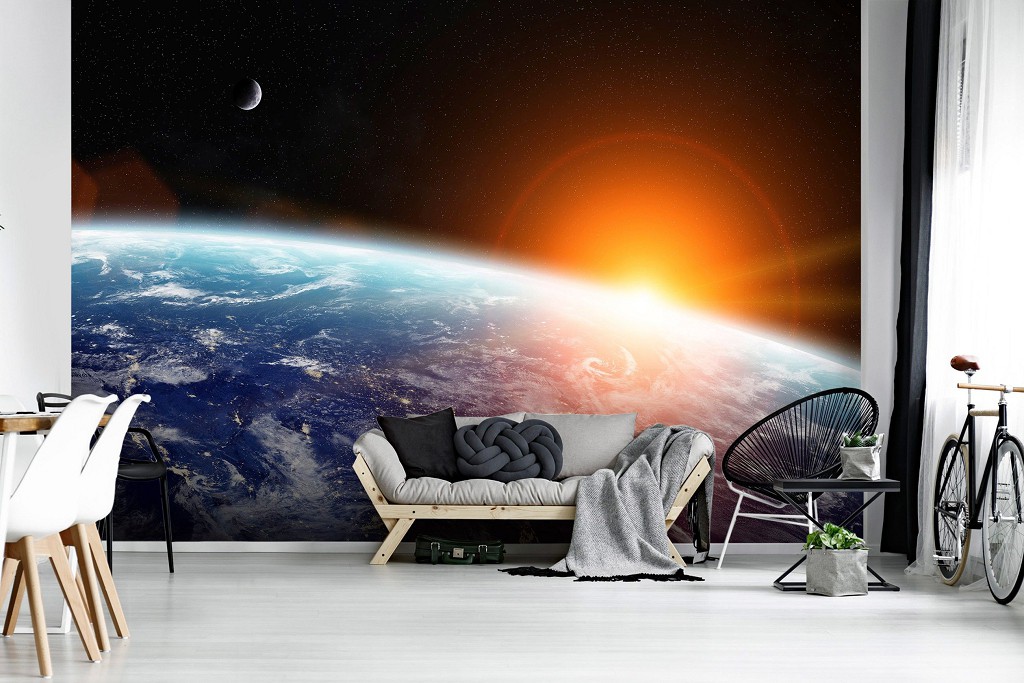 Флизелиновые фото обои фантастика 254x184 см Вид на землю из космоса (11793V4)+клей