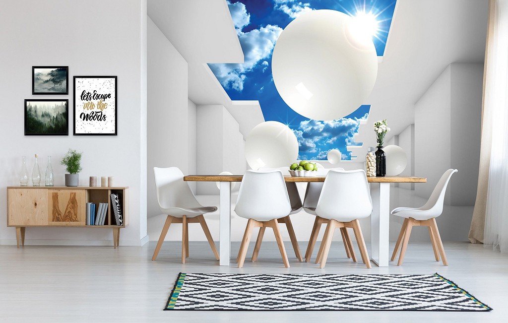 Флізелінові з д фото шпалери 312x219 см 3D Білі кулі (11852VEXXL)+клей