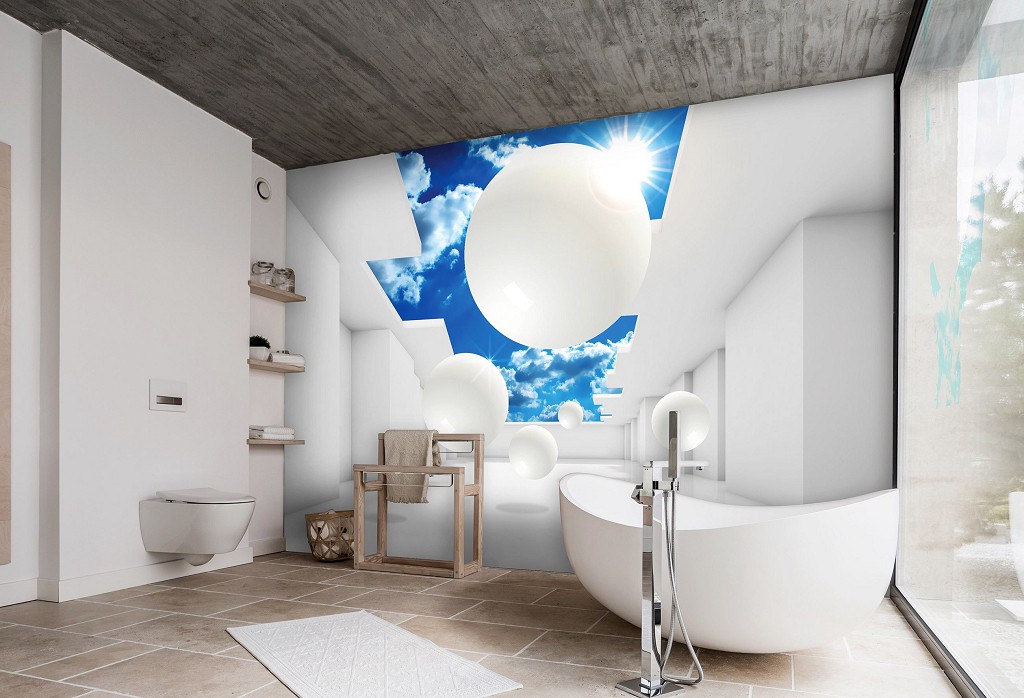 3d фото обои 368x254 см Белые шары (11852P8)+клей