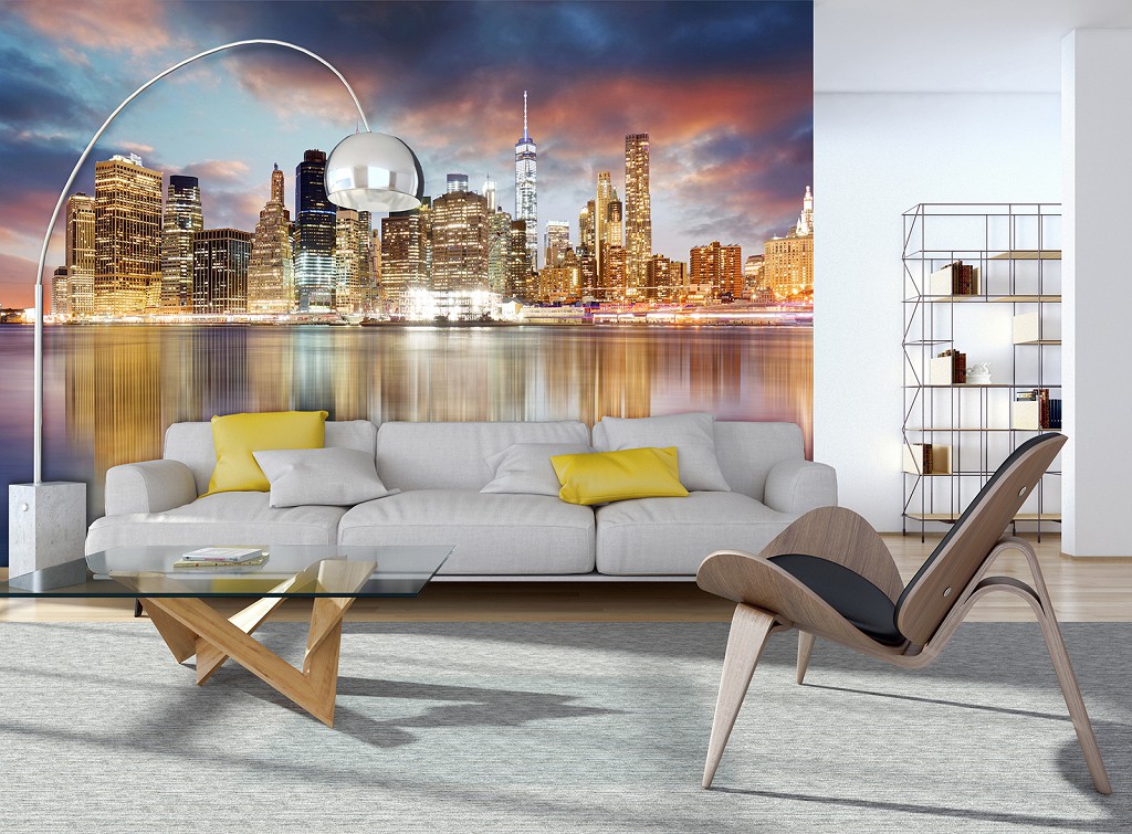 Флізелінові фото шпалери 254х184 см Виблискуюче місто Нью-Йорк (11854V4)+клей