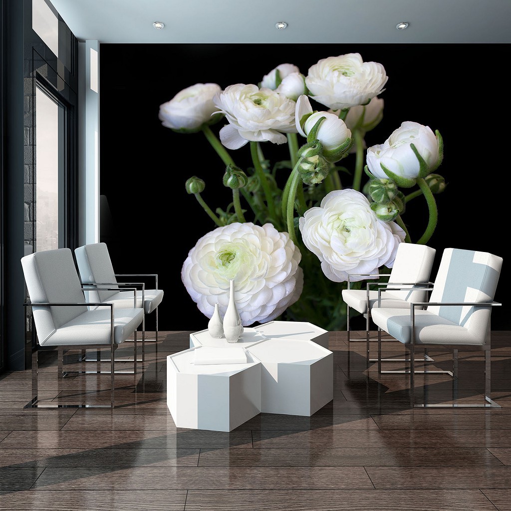 Фотошпалери флізелінові 3Д 312x219 см Букет квітів - Ніжні білі півонії (11856VEXXL)+клей