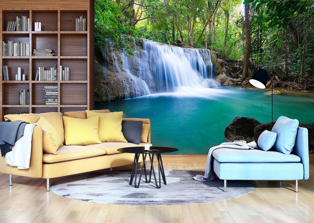 Флізелінові фотошпалери 3д краєвид природа 312x219 см Водоспад у лісовій глушині (11893VEXXL) +клей