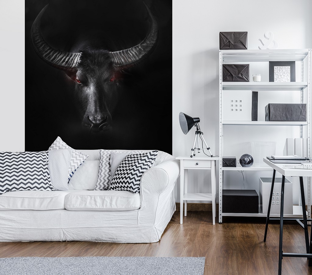 Флізелінові 3д фото шпалери диких тварин 184x254 см Бик (11897V4A)+клей
