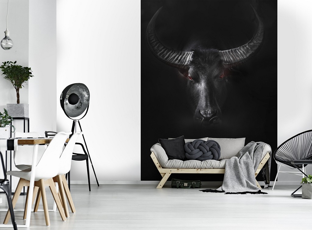 Флізелінові 3д фотошпалери з тваринами 206x275 см Бик (11897VEA)+клей