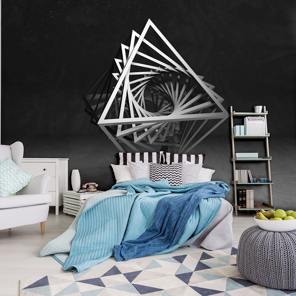 Фотообои флизелиновые 254x184 см Геометрия 3D Черно-белый объект (11905V4)+клей