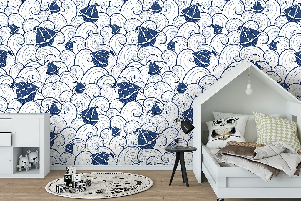 Флизелиновые фотообои абстракция 416x254 см Мозаика - Маленькие кораблики (11924VEXXXL) +клей