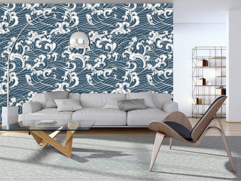 Флізелінові фотошпалери 368x254 см Абстракція Мистецтво Океанські Хвилі Мозаїка (11931V8) +клей