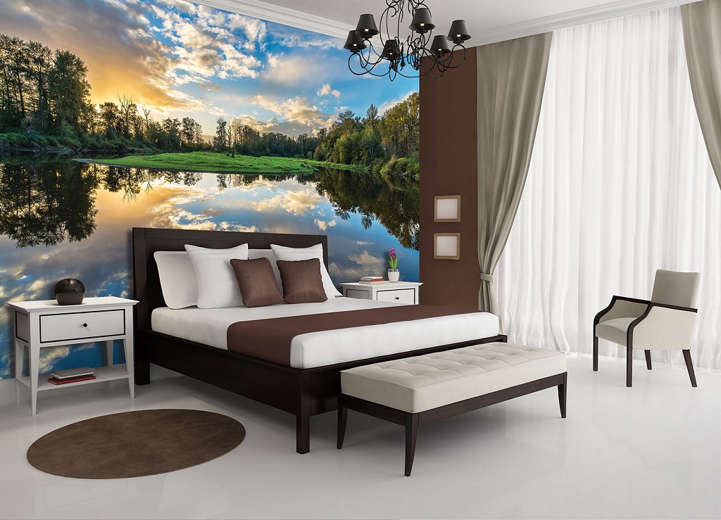 Дерева флізелінові фотошпалери 3D Природа Ландшафт Озеро Ліс (12011V)+клей