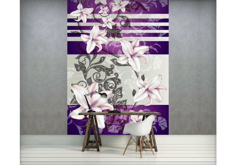 Флізелінові фотошпалери в залі дизайн 206x275 см Лілії на вензелях (1203VEA)+клей