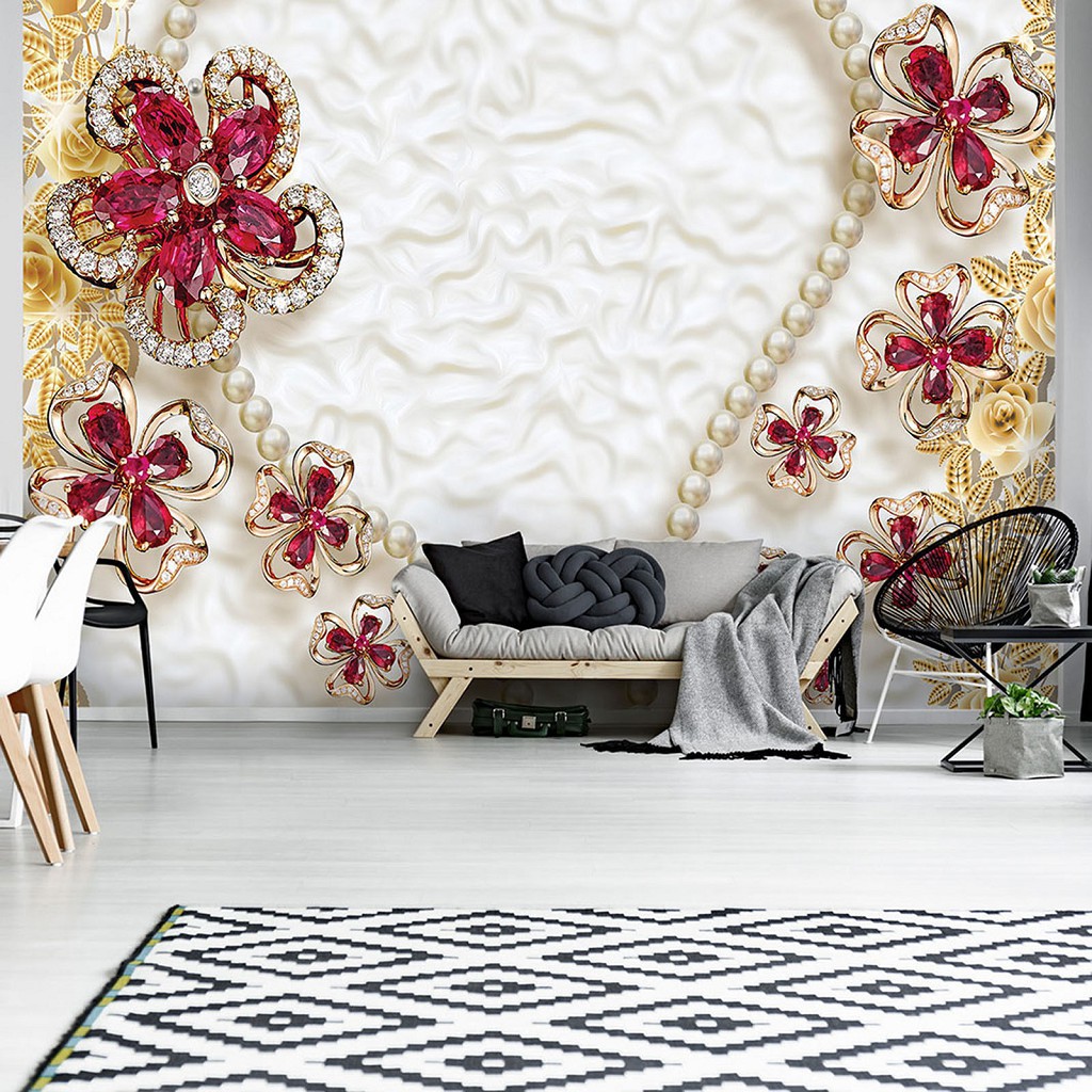 Флізелінові фотошпалери на стіну Ексклюзивні дизайнерські квіти та камені (12054V)+клей