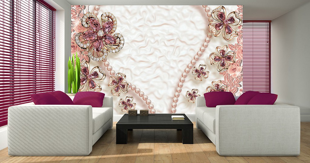 Флізелінові фотошпалери Ексклюзивні дизайнерські квіти з каменів (12055V)+клей