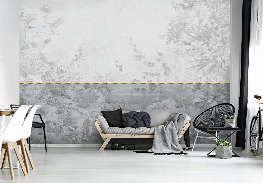 Флізелінові фотошпалери з природою квіти на сірий фон (12063V)+клей