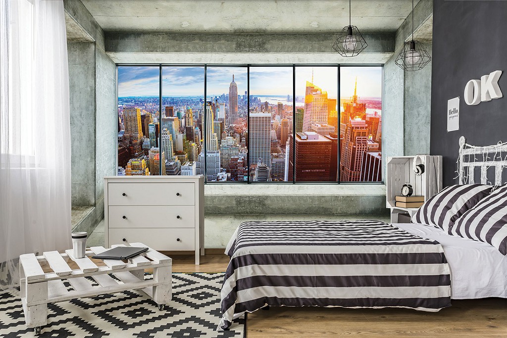 Флізелінові фотошпалери 3D вид з вікна на Нью-Йорк (12118V)+клей