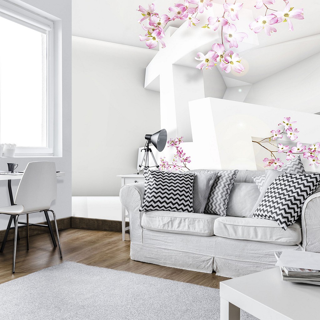 Флизелиновые арт фото обои 3д 254x184 см Цветы и фигуры (12132V4)+клей