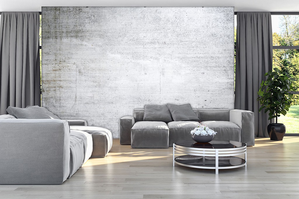 Ретро флизелиновые фотообои на стену 312x219 см Имитация Структура Светло-серый Бетон (12138VEXXL) +клей