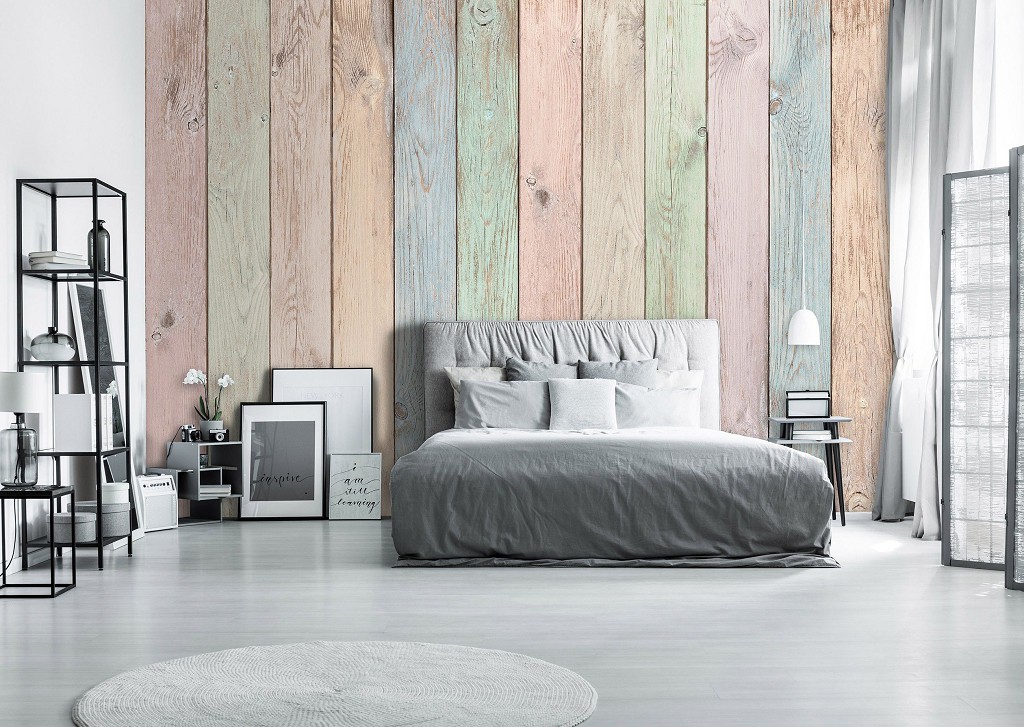 Флізелінові фотошпалери що миються під дерево 416x290 см Текстура пастельних дощок (12142VEXXXXL) +клей