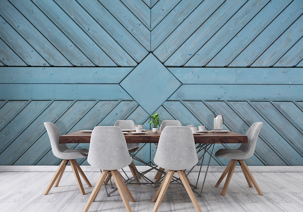 Флізелінові фото шпалери ромб 254x184 см Сині дошки (12152V4)+клей