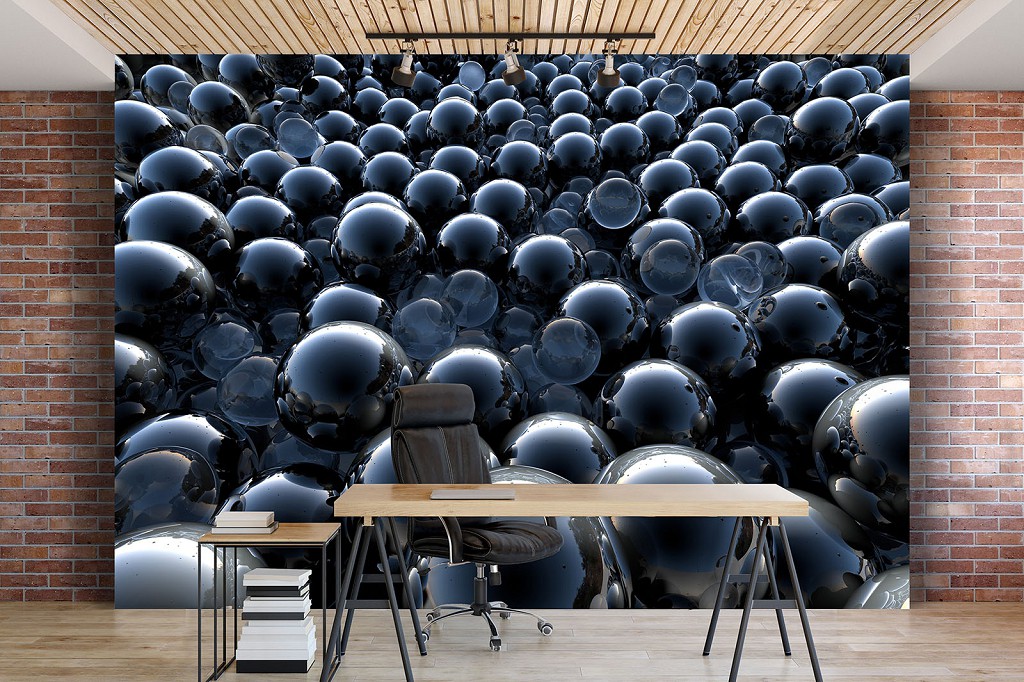 Флизелиновые абстрактные 3D фотообои на стену 254x184 см шары (12270V4)+клей