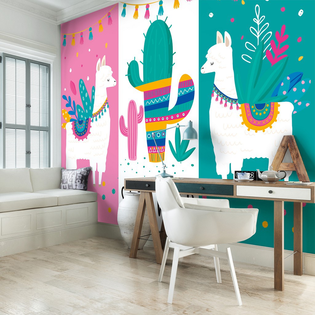 Флизелиновые фото обои зелень 312x219 см Ламы (12512VEXXL)+клей